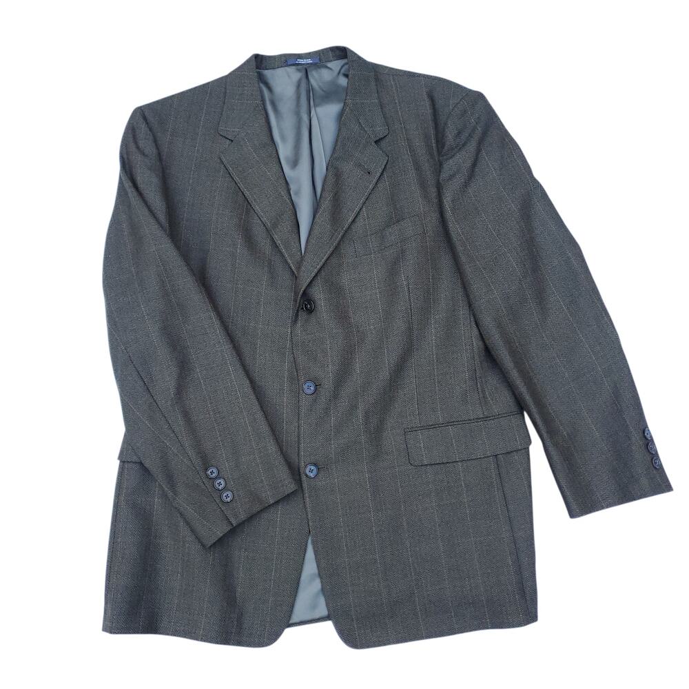 Hart Schaffner Marx Ivy Prep Classic 3 Button Brown Green Wool Blazer Jacket 48R